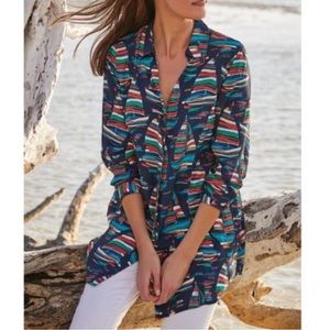 SOFT SURROUNDINGS Sail Away Sailboat Print Blouse Size SP